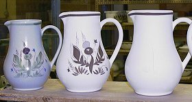 Stages of Handpainting the Thistle Pottery